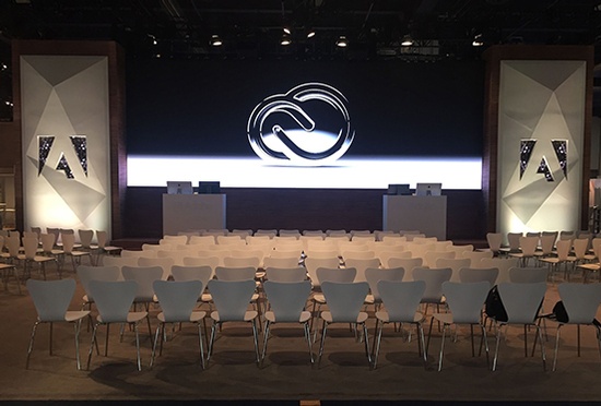 Corporate Event Stage Setup for Keynote Speech by 4 Productions - Full-Service Event Production Company in Las Vegas